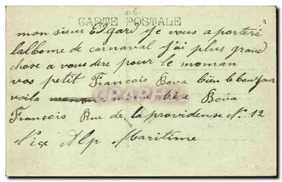 Karnawał w Nicei 1922 — Absencja starego Nicei na Mostowym Starym — Wydawnictwo F.L. — Rewers