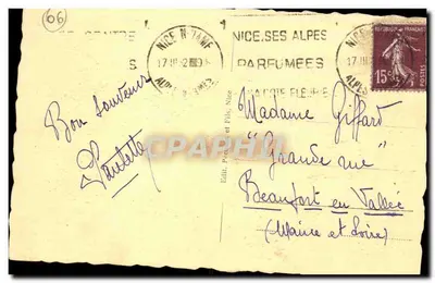 Nice — Quai des États-Unis — widok z promenady z palmami — wydawca Bonneventure, nr 350 — Rewers