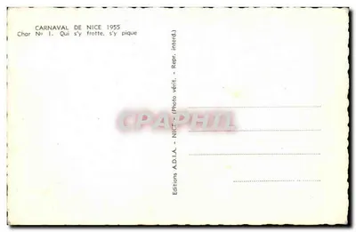 Karnawał w Nicei 1955 — Wóz N°1 'Qui s'y frotte, s'y pique' — Éditions A.D.I.A. — Rewers