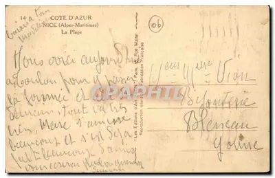 Plaża w Nicei — Côte d'Azur — Éditions d'Art AVON, Paris — Rewers