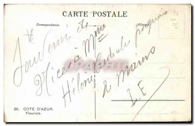 Femme en costume traditionnel — fleuriste à la Côte d'Azur — n°26 — Verso