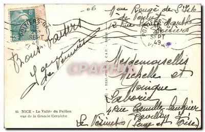 Nice - Dolina Paillon — widok z Wielkiej Corniche — wydawca CAP — Rewers