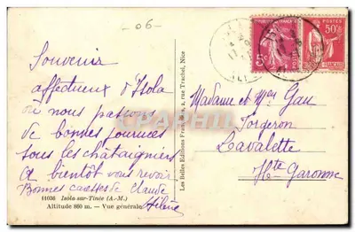 Isola-sur-Tinée — Vista generale — Les Belles Éditions, 41036 — Verso
