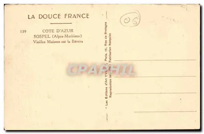 Sospel — Alte Häuser am Bévera — Éditions d'Art Yvonne, Paris — Rückseite