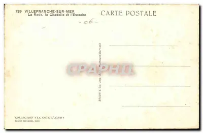 Villefranche-sur-Mer — A Baía, a Cidadela e a Esquadra — Braun & Cie, Imp. Mulhouse-Dornach — Verso