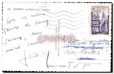 Menton - Most graniczny — Wydawnictwo Montluel, nr 159 — Rewers