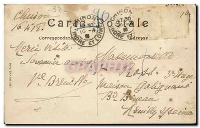 Chinon — Wejście do zamku, widok z dolnej części miasta — LL, n°40 — Rewers