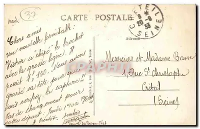 Véreiz (Loire-et-Loire) — Vista panorámica tomada desde la orilla derecha del Cher — editor A. Veret, n°68 — Reverso