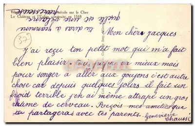 Véretz (Loir-et-Cher) — Ogólny widok rzeki Cher z zamekiem i kościołem zbudowanym w 1518 — Wyd. Alfacon — Rewers