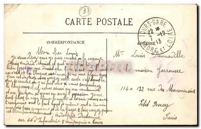 Tours (Indre-et-Loire) — Kwatera Baraguay d'Hilliers (66. batalion linii) — Budynek 3. batalionu z kuchnią i kuchniami — LL. — Rewers