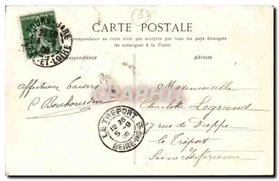 Tours — Plac Archebiskupa — Pomnik lekarzy Bretonneau, Trousseau i Velppeau — G.B. 118, wydawca Grand Bazar Tours — Rewers