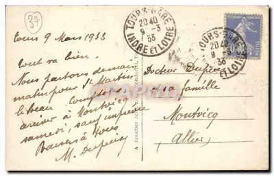 Tours (Indre-et-Loire) — O Côteau de St-Symphorien e a Escola Normal de Meninas, vistos da Île Aucard — A.B. — Verso