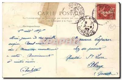 Montargis — Widok na Puiseaux — wydawca nieznany — Rewers