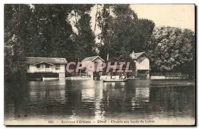 Arredores de Orleans Olivet Bilhete postal antigo Chalets às margens do Loiret