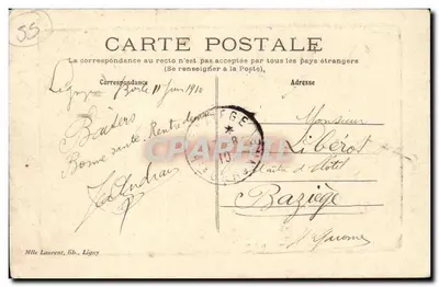 Ligny-en-Barrois — A Porta de Bar-le-Duc — editor não identificado, número de série não visível — Verso