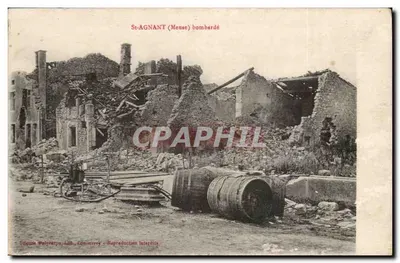 St-AGNANT (Mense) bombardowany — fotografie zniszczeń — wydawca: J. Siqueira, Connerney