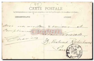 Bar-le-Duc - Le Pont Notre-Dame, widok z Place Exelmans — Wydawca: Vve Bonlie Col. nr, Bar-le-Duc — Rewers