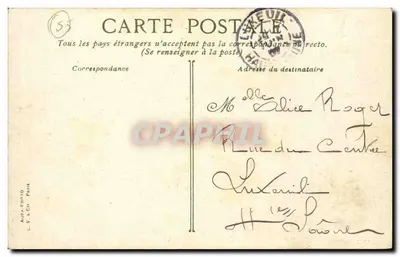 Zamek Ducza Maure — Widok z parku z fontanną — Wydawca L. V. & Cie, Paryż — Rewers