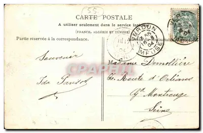 A Estátua de Chevert em Verdun — editada por René Roudi Vacher, n° 55 — Verso