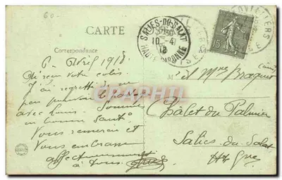 Grandvilliers (Oise) — Riparazione di Auto durante la Grande Guerra — Ed. Visé Parigi n° 328 — Verso