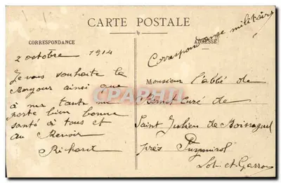 Creil Bilhete postal antigo Igreja de construção estranha Torre do 14º — Verso