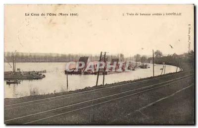 ओइस के बाढ़ (मार्च 1910) — जैनविल में बाट ट्रेन रुकी हुई — ई. हुलिन, फोटो. कंपनी