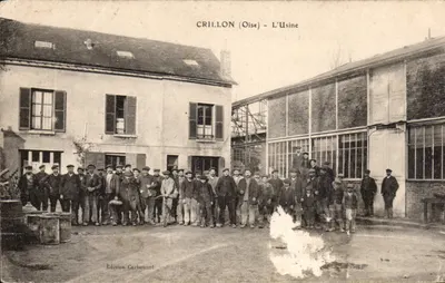 Crillon Bilhete postal antigo A fábrica