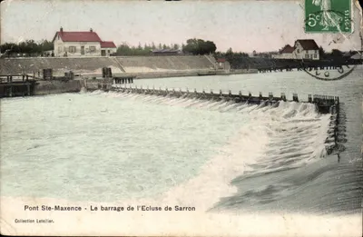 Ponte Ste-Maxence - O dique da Eclusa de Sarron — Coleção Letellier