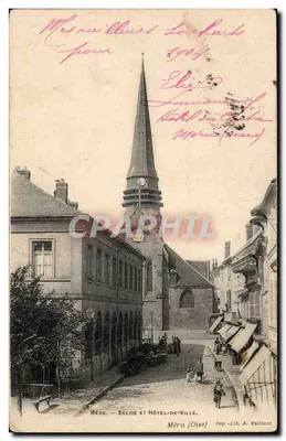 Méru — Igreja e Palácio Municipal — Imp. Lib. A. Vaillant