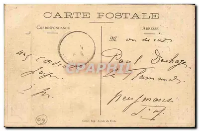 Trie Château — Hotel de Ville, escultura em relevo por Greber comemorando a estadia de J.-J. Rousseau (1747-1748), inaugurada em 30 de julho de 1911 — Bulle, editor — Verso