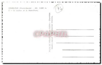Combloux — Dzwonnica i Mont-Blanc — Fotografie LE MOULT — Rewers