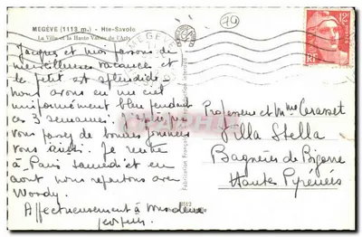 Megève (1113 m.) — La Haute Vallée de l'Arly — editore Gamy — Verso