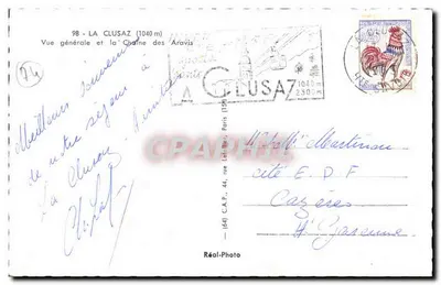 La Clusaz — Ogólny widok i Kolejka Aravis — Réal-Photo — Rewers