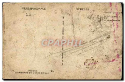 Annecy — Promenade et Bords du Lac — LL, impr. Paris — Rewers