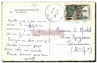 Chamonix-Mont-Blanc — Widok ogólny — Wydawnictwo Méribel-Léman, n°134 — Rewers