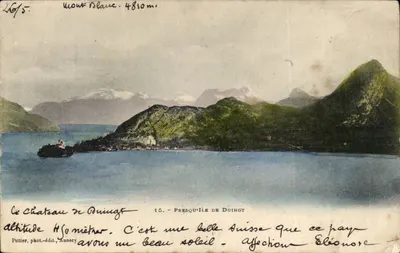 Pré da Ilha de Duingt — Mont Blanc 4810m — Pittier, fot.-édit., Annecy