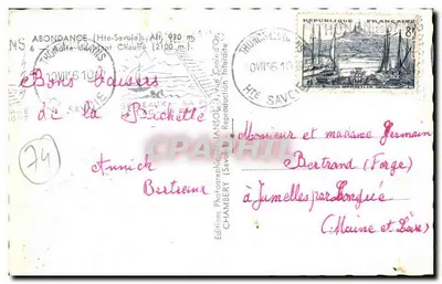 Abondance (Haute-Savoie) — Mont Chauffe (2100 m) — Éditions Photographiques ANSOL, n° 74 — Verso