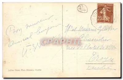 Chamonix — Kolumna w kierunku Mont-Blanca — J. J. 6246, wydawca Jallina Frères, Gaudre — Rewers