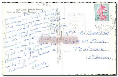 Morzine — Fleur des Alpes — Editions Photographiques Janschery — Verso