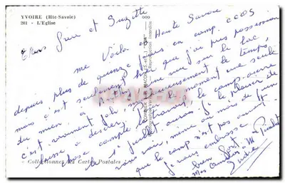 Yvoire (Haute-Savoie) — A Igreja — Bilhete postal antigo n°201, editor Combiér — Verso