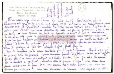Chalet des Pyramides — Glacier des Bossons — wydawca C. Cap — Rewers