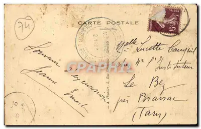 Les Chiens du St-Bernard — scène de montagne et bâtiments — éditeur PETIT S. BE — Verso