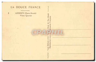 Annecy — Vieux Quartier — Les Éditions d'Art Yvon, Paris — Verso