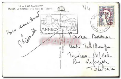 Lago de Annecy — Castelo e baía de Talloires — Edições G. Mouche — Verso