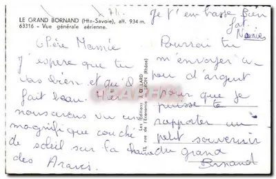Le Grand Bornand (Haute-Savoie) — Visão geral aérea — Les Éditions J. GELLARD - LIRON — Verso