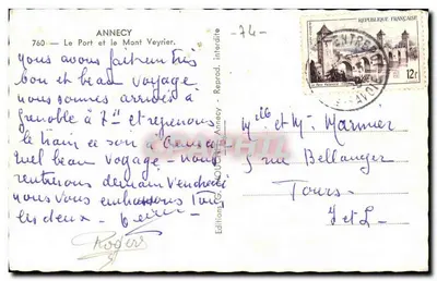 Anney - Le Port et le Mont Veyrier — Éditions Rogers, n° 760 — Verso