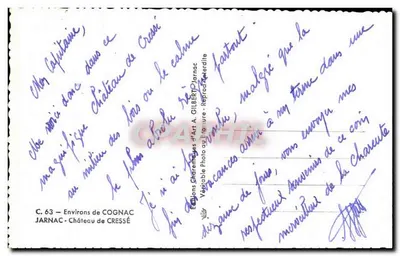 Zamek w Cressé — Otoczenie Cognac — Wydawnictwo Charennes d'Art A. Gilber — Rewers