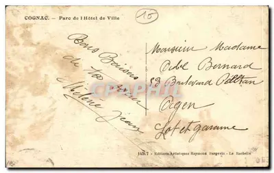 Cognac — Parque do Palácio de Cidades — Edições Artísticas Raymond Bergerin — Verso