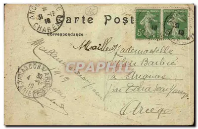 Angoulême — O Monumento de Carnot — Edit. Coustal — Verso