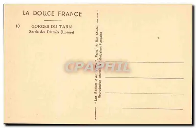 Gorges do Tarn — Saída dos Détroits (Lozère) — Les Éditions d'Art 'YTON' Paris — Verso